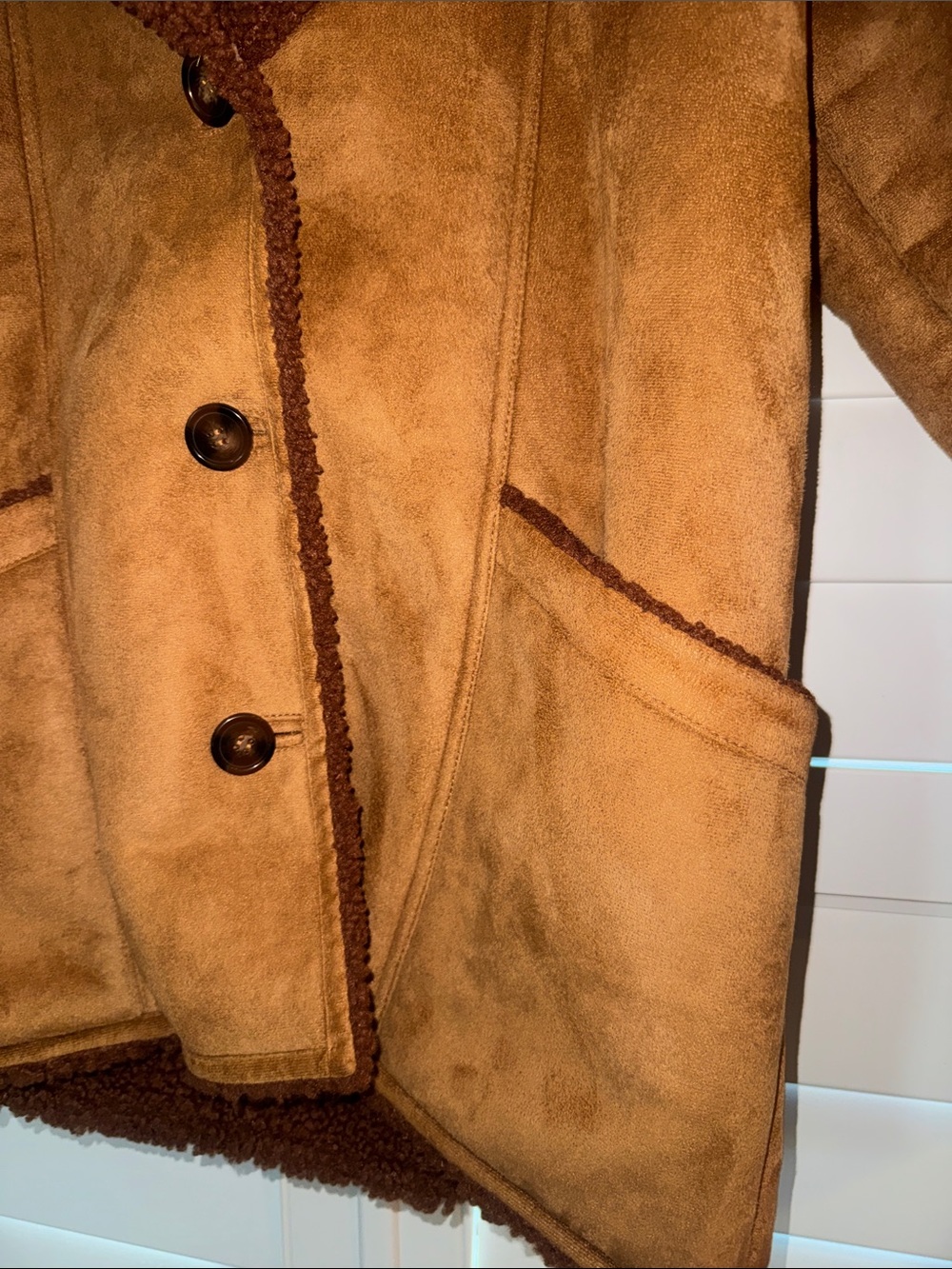 Free People • Diogo Shearling Sherpa Suede Jacket Coat Size XS - Picture 6 of 14